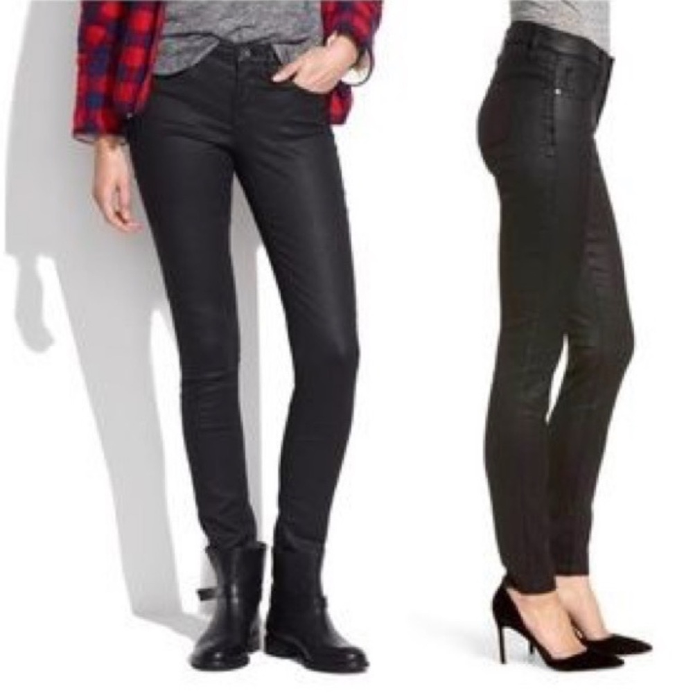 MADEWELL 9” high rise, Black coated skinny jeans. Size 28. Like NEW!